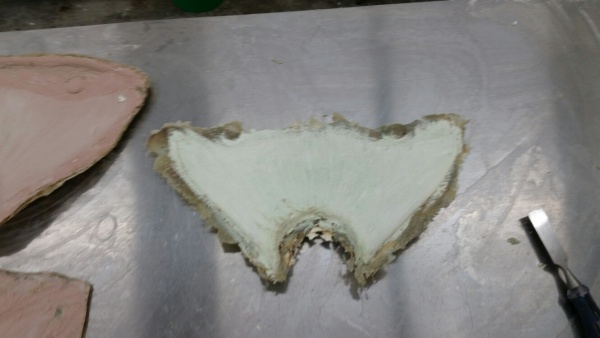 Cast halibut tail fin removed from the mold, ready for trimming and finishing. Built at Stehling’s Taxidermy in Jefferson, Wisconsin.