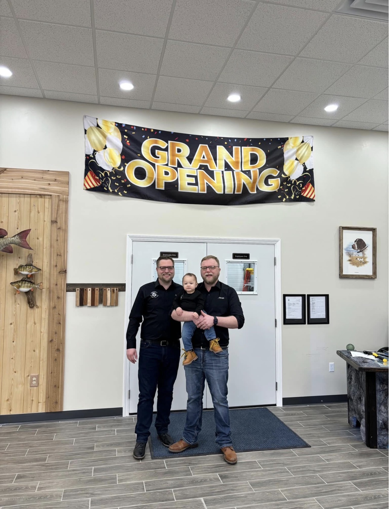 Aaron and Austin Stehling with Aaron's son Roderick at the studio
